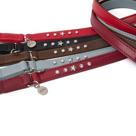 Caterina calf leather leads with swarovski crystals for puppy and dogs